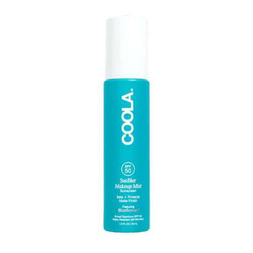 COOLA A weightless setting mist with SPF 50 that helps lock in makeup and blur skin with a soft, matte finish.