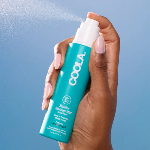 COOLA A weightless setting mist with SPF 50 that helps lock in makeup and blur skin with a soft, matte finish.