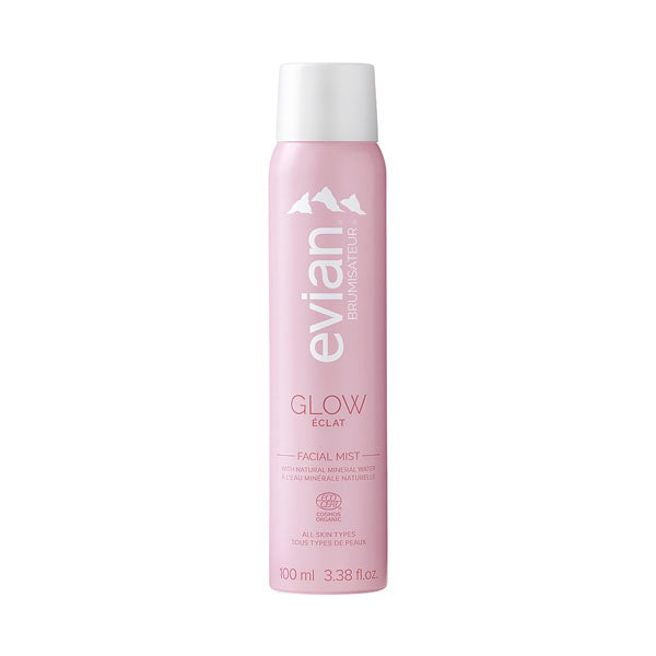 Evian Ultra-fine mist formulated with evian® natural mineral water and beautifying natural extracts to nourish and hydrate skin. Packaged in a portable and fully recyclable pink aluminum canister.