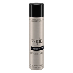Toppik Colored Hair Thickener is an innovative color spray solution designed to disguise areas of thin or thinning hair, scalp show-through, bald spots, and root re-growth between color appointments. This lightweight, long-lasting hair thickener is gentle on the scalp and safe for everyday use. Available in 4 shades that resist wind, rain, and perspiration. Use with Toppik Hair Fibers for additional coverage and natural texture.
Easily shampoos out. Won't clog pores. Available in a 5.1 oz/144g bottle.