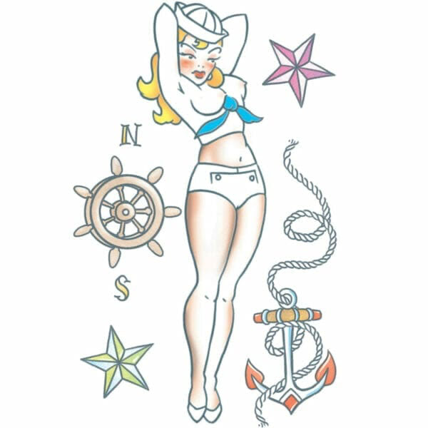 Tinsley Temporary Tattoo Transfers, Pinup Girl