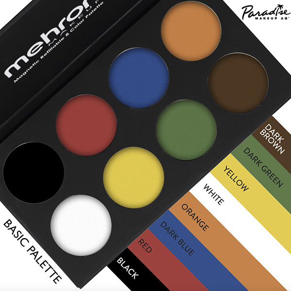Mehron Makeup Paradise Makeup AQ 8 Color Basic Palette | Magnetic  Refillable Body Paint & Face Paint Palette | Professional Water Activated  Makeup for